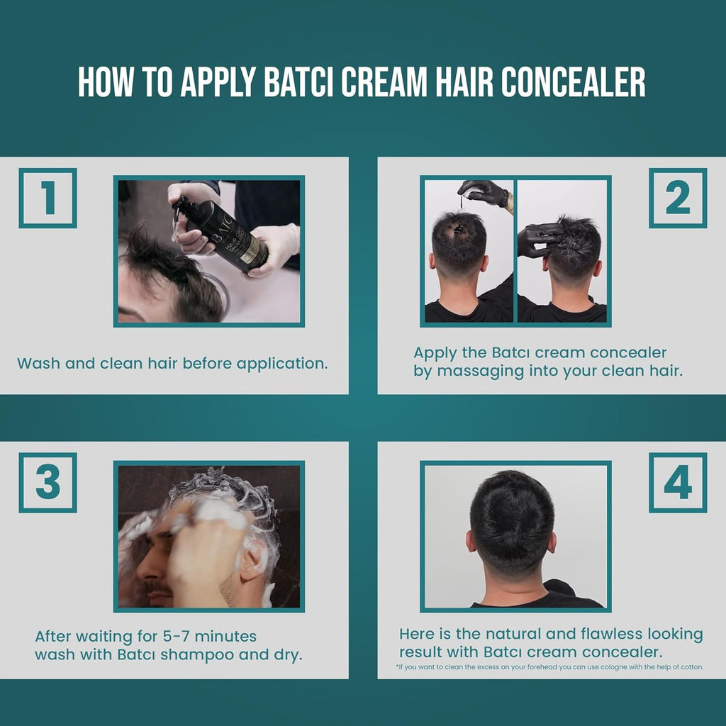 BATCI HAIR CONCEALER (3) - CREAM FOR BALD SPOTS & THINNING HAIR (WATERPROOF)