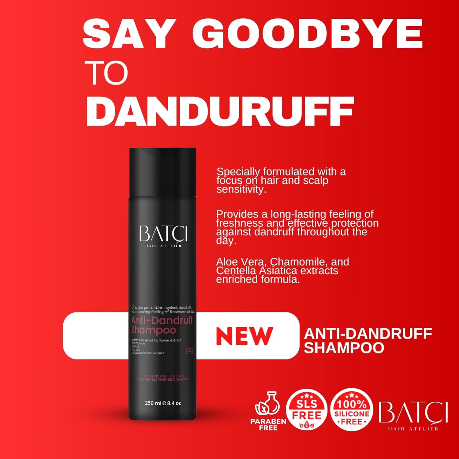 BATCI ANTI-DANDRUFF SHAMPOO, SOOTHES ITCHY SCALP & REDUCES FLAKES