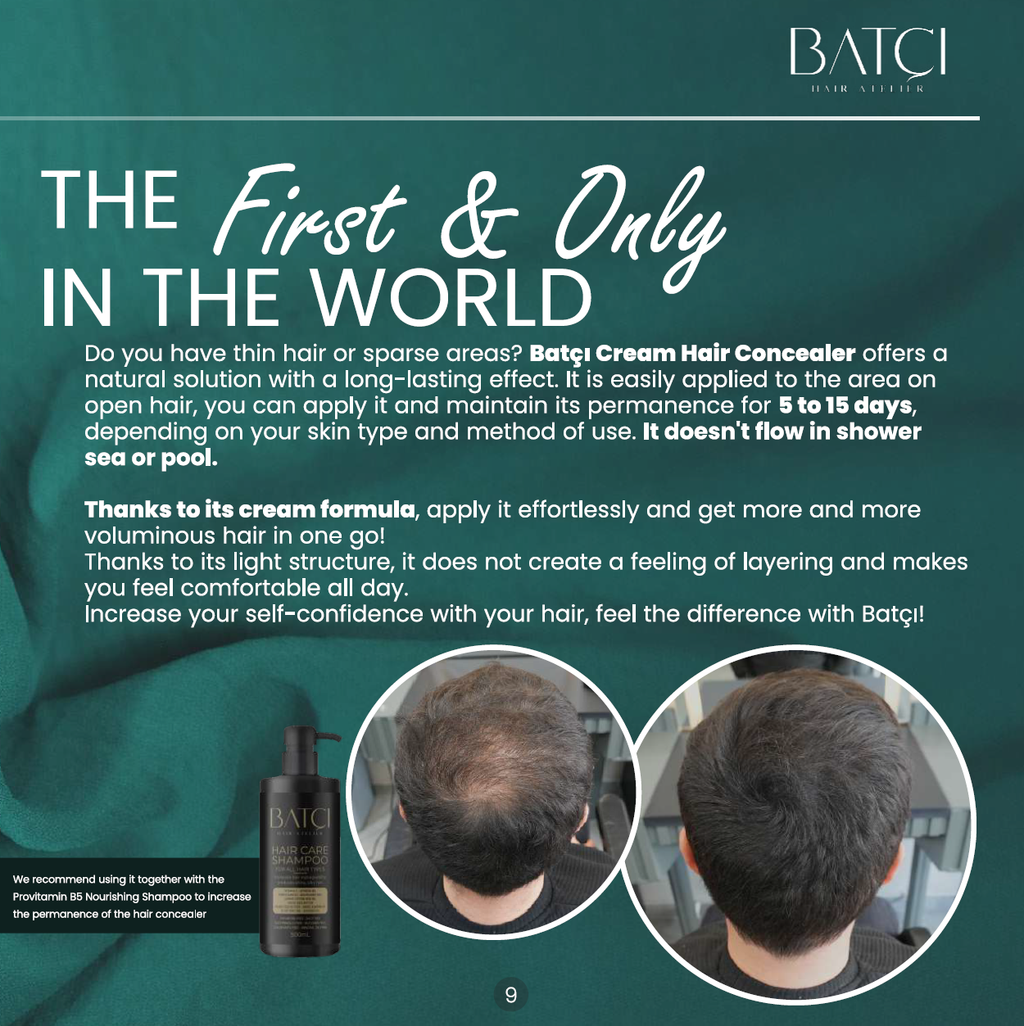 BATCI HAIR CONCEALER (3) - CREAM FOR BALD SPOTS & THINNING HAIR (WATERPROOF)