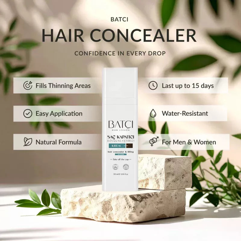 BATCI HAIR CONCEALER (3) - CREAM FOR BALD SPOTS & THINNING HAIR (WATERPROOF)